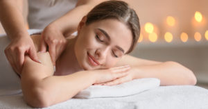 Woman receiving lymphatic massage